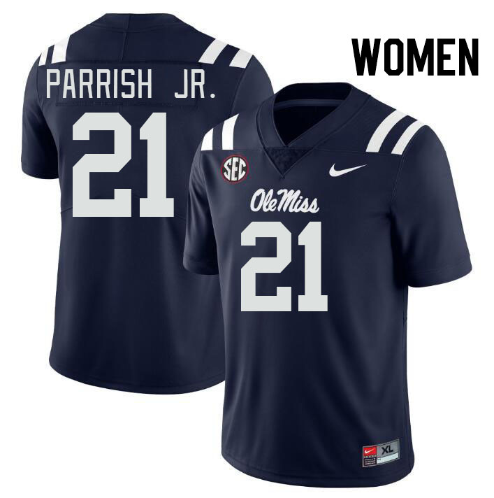 Women #21 Henry Parrish Jr. Ole Miss Rebels College Football Jerseys Stitched-Navy